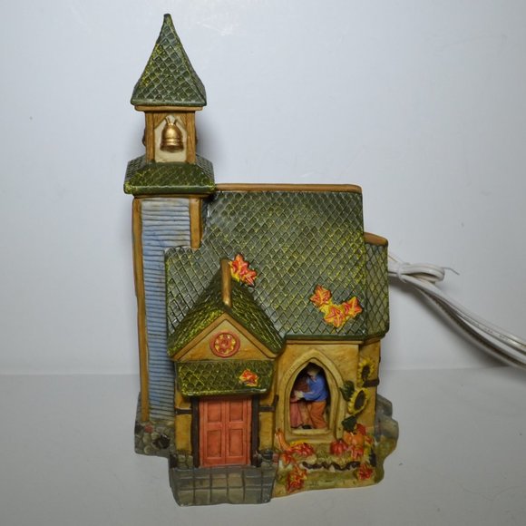 Harvest Hand Painted Porcelain Lighted Church Fall Decor - Picture 5 of 7